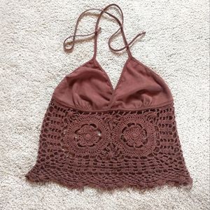 Crochet knit halter top